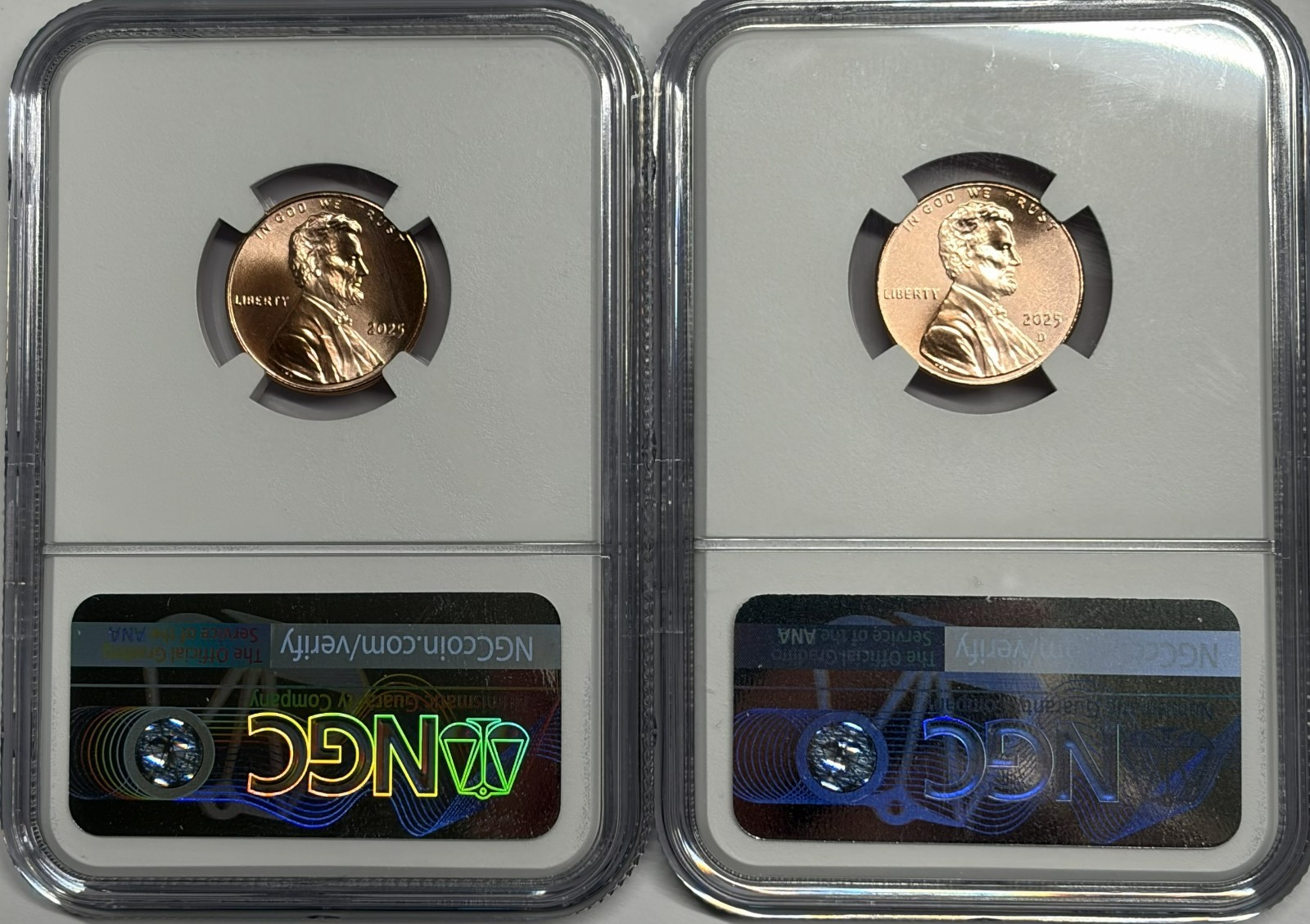 2025 P & D Lincoln Shield Cent NGC MS66 RD 2 Coin Penny Set Last Year Of Issue