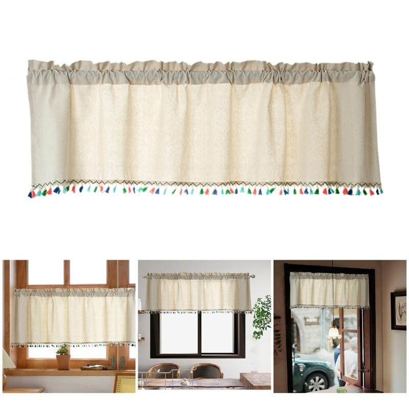 Kitchen Window Curtains Short Opaque Linen Look Small Window Curtains