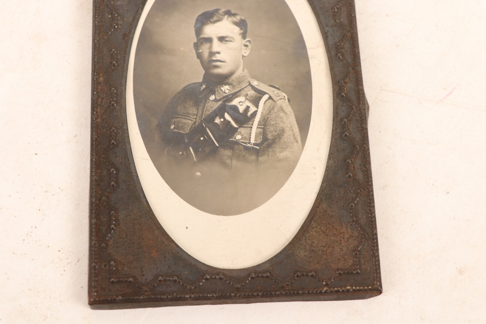 b217 Framed Real Photo Postcard of Unknown English Soldier WWI Period