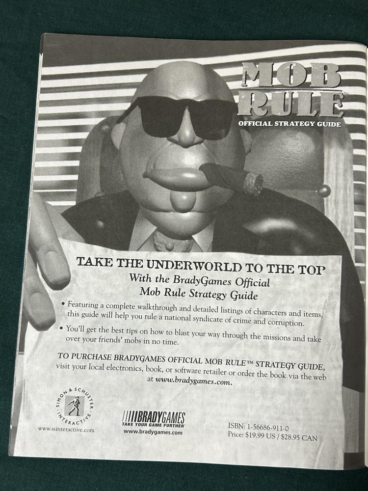 Mob Rule: Platinum Edition Brady Official Strategy Guide, Quick Start Guide, Box