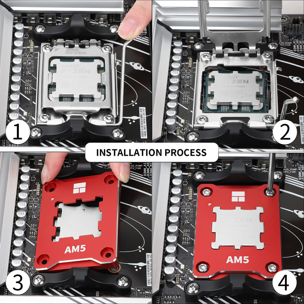 ASF-RED AM5 CPU Holder, Corrective Anti-Bending Fixing Frame, AM5 Full-Fit Fixed