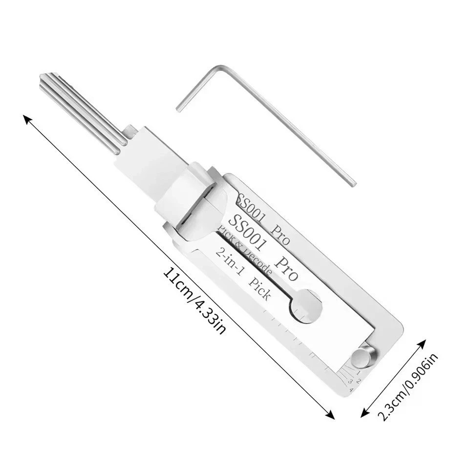 SS001 Key Decoder Stainless Steel Lock Key Precision Hook Pick Set Maintenance