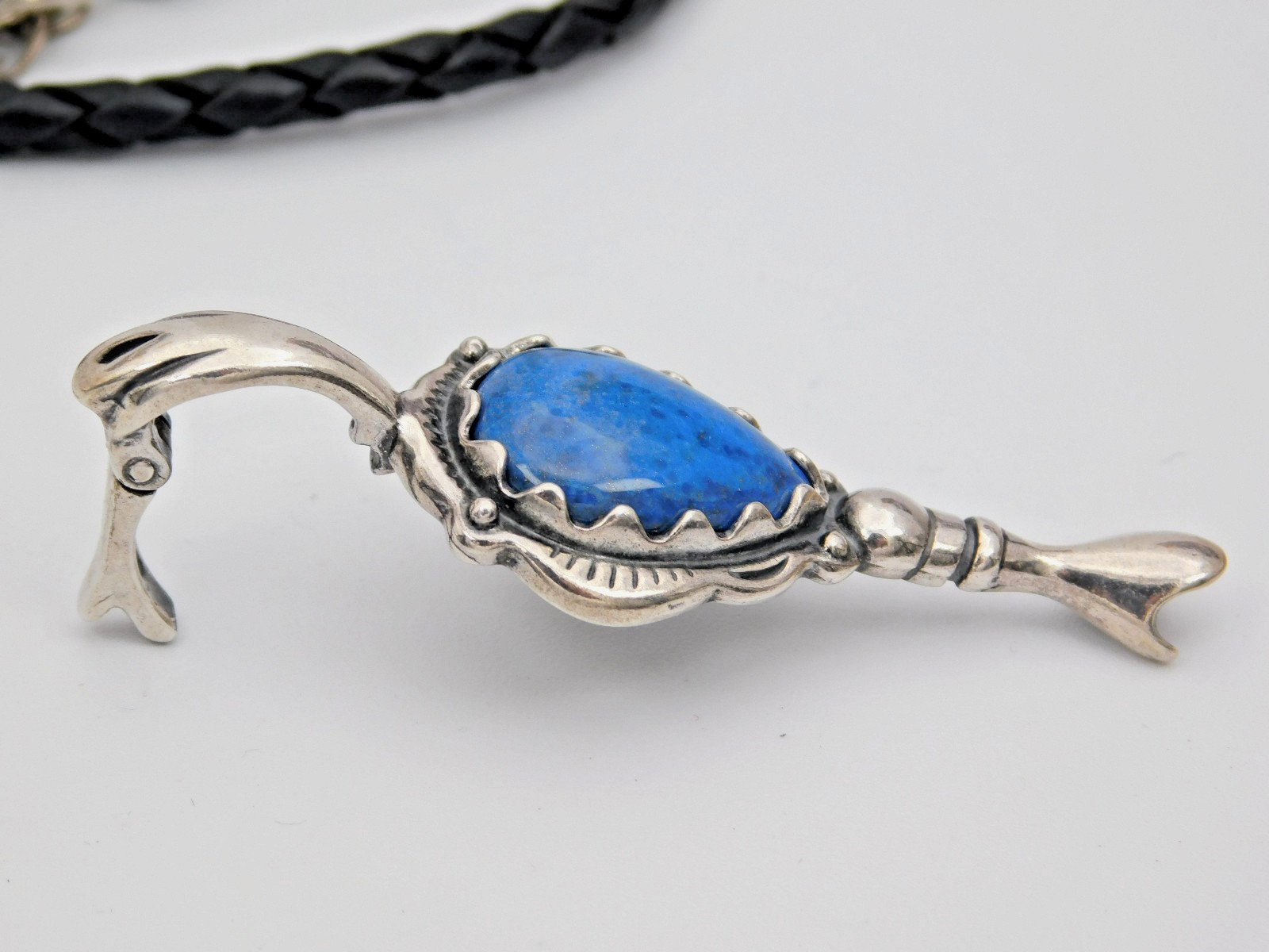 Gorgeous Carolyn Pollack Sterling Leather Necklace + New Lapis Naja Enhancer