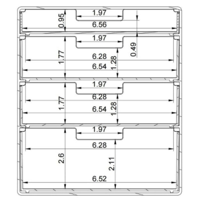 4 Drawer Stackable Countertop Organizer Clear: PET, 8.02" Height