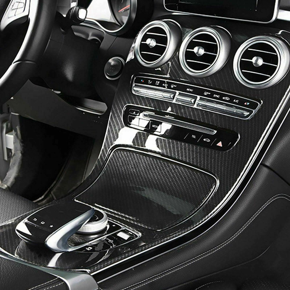 Carbon Pattern Console Gear Shift Panel Trim For Mercedes C GLC Class C300 W205