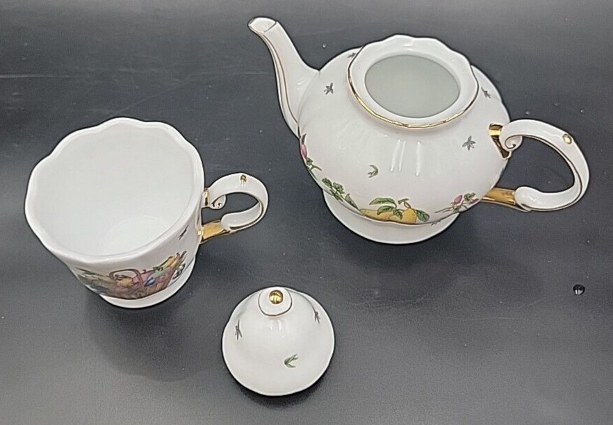 Fruit Basket Porcelain Tea For One Set - EUC