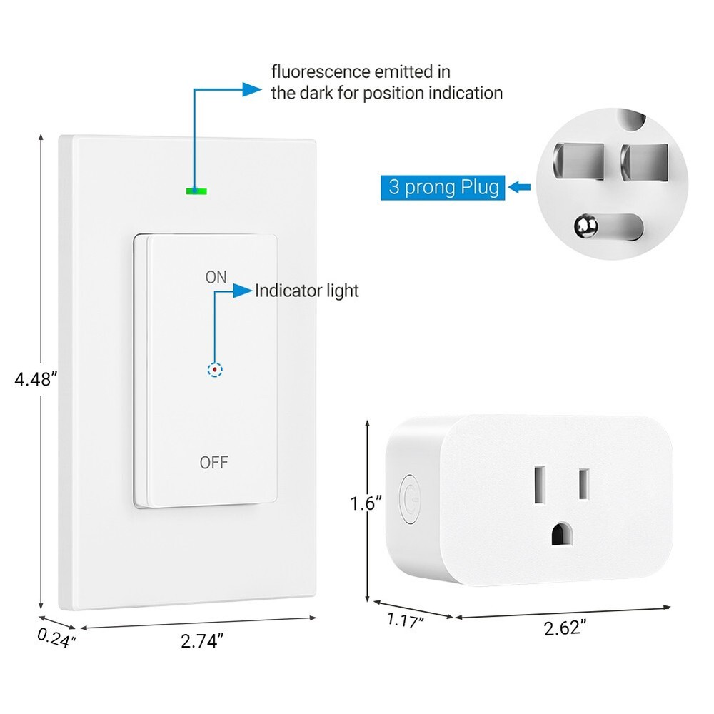 DEWENWILS Remote Control Outlet Wireless Wall Mounted Light Switch Plug in