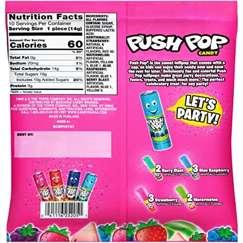 Push Pop Candy Variety Pack, Bulk Individually Assorted Sizes , Styles