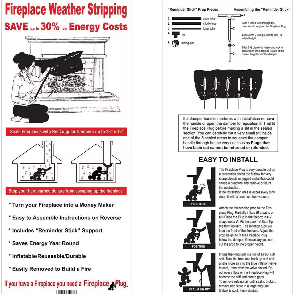 16 In. X 38 In. Rectangular Fireplace Plug