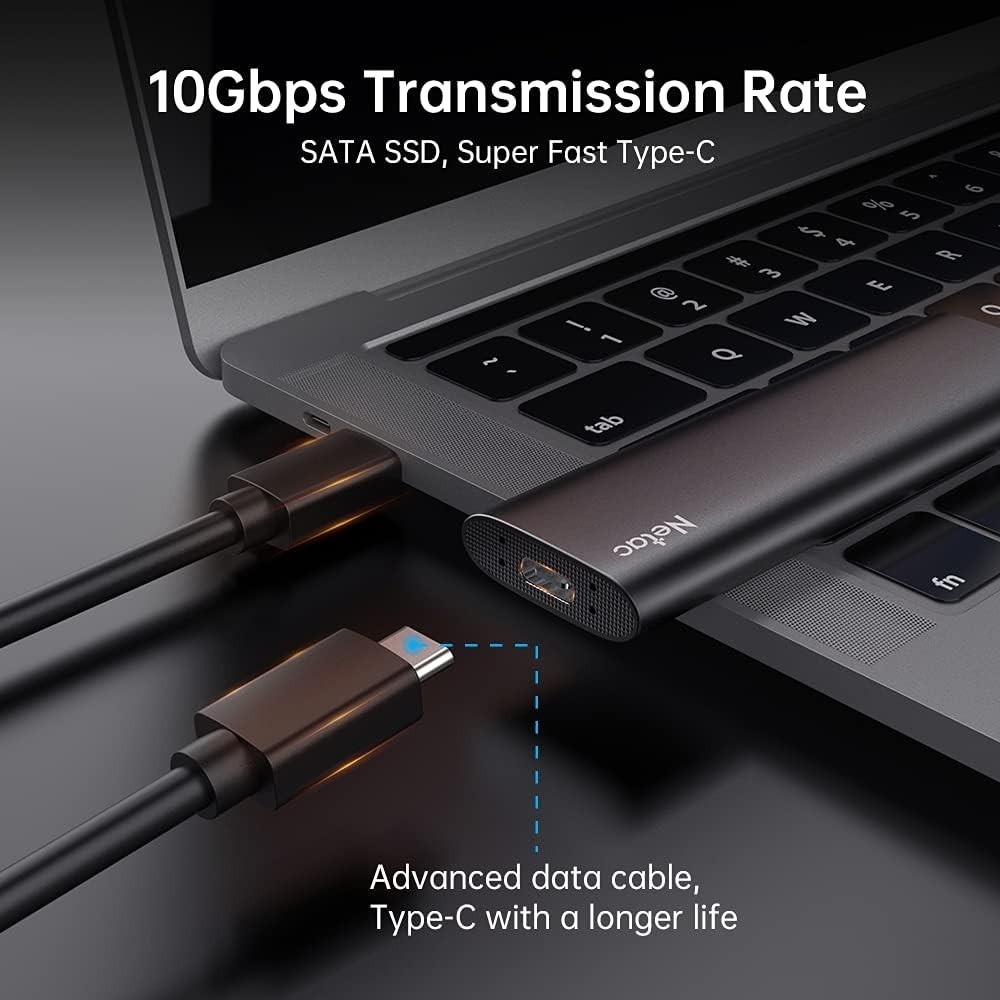 250GB Slim External SSD - USB 3.2 Gen 2, Shock Resistant for Secure Data Storage