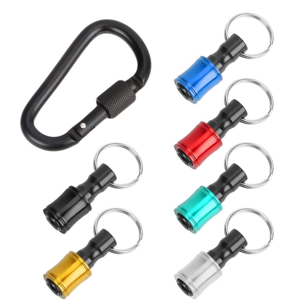 6Pcs Hex Bit Keyring Holder Socket Key Tool Screwdriver 1/4 Impact Driver Gun US
