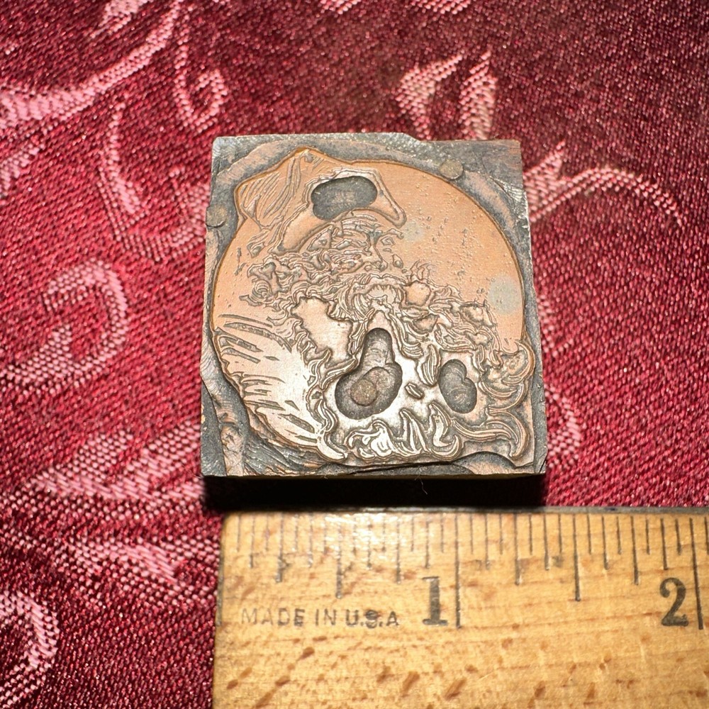 Printing Block “ Man Starting a Campfire??” Copper Face