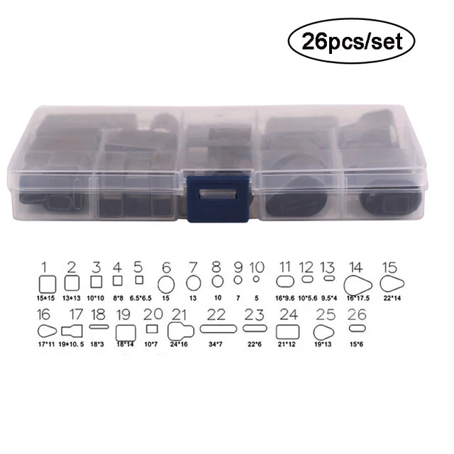 26/52 Leather Craft Hollow Hole Cutter Punch Tool Round Oval Rectangle Punch Set