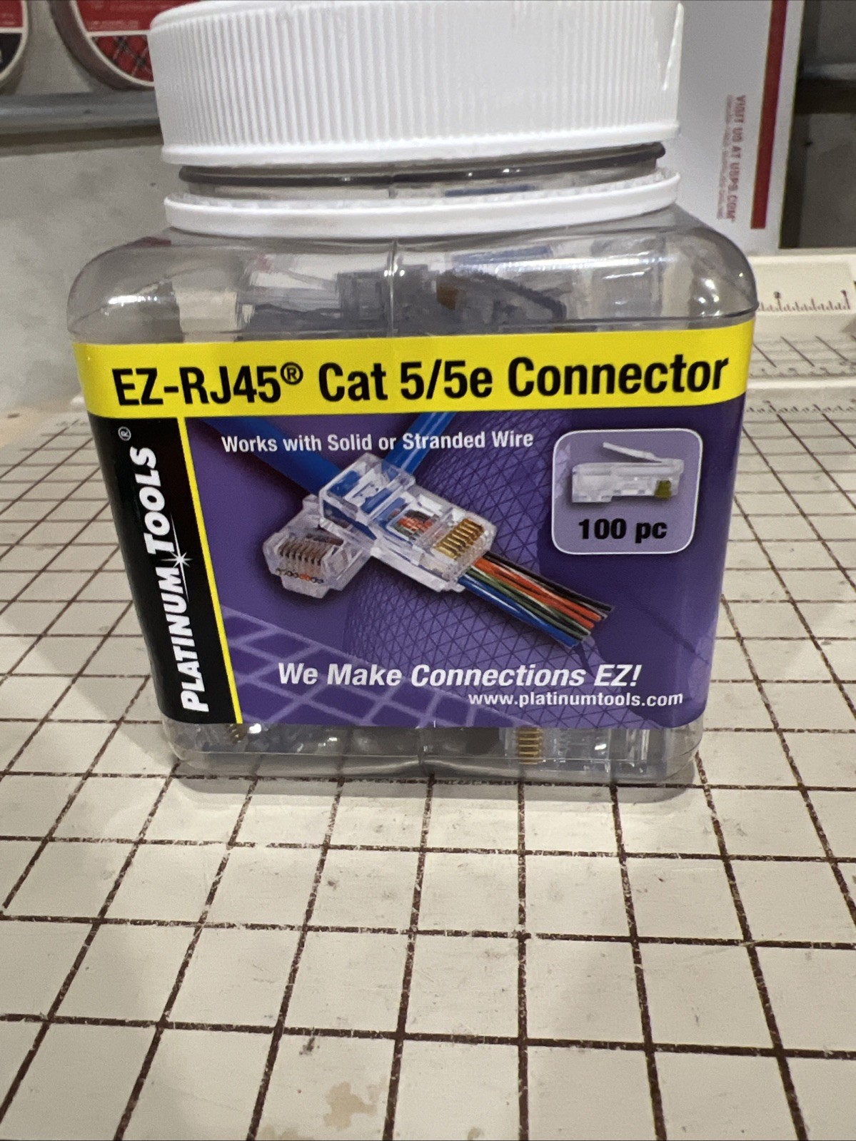LOT OF 70 PLATINUM TOOLS CAT5/5e Connectors In Jar FACTORY SEALED Clear EZ-RJ45