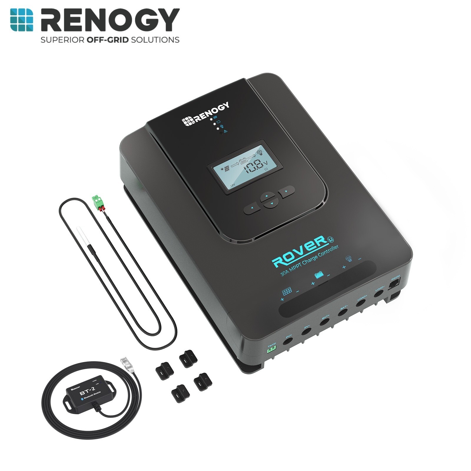 Renogy Rover 30A 12V/24V MPPT Solar Charge Controller LCD Regulator w/Bluetooth