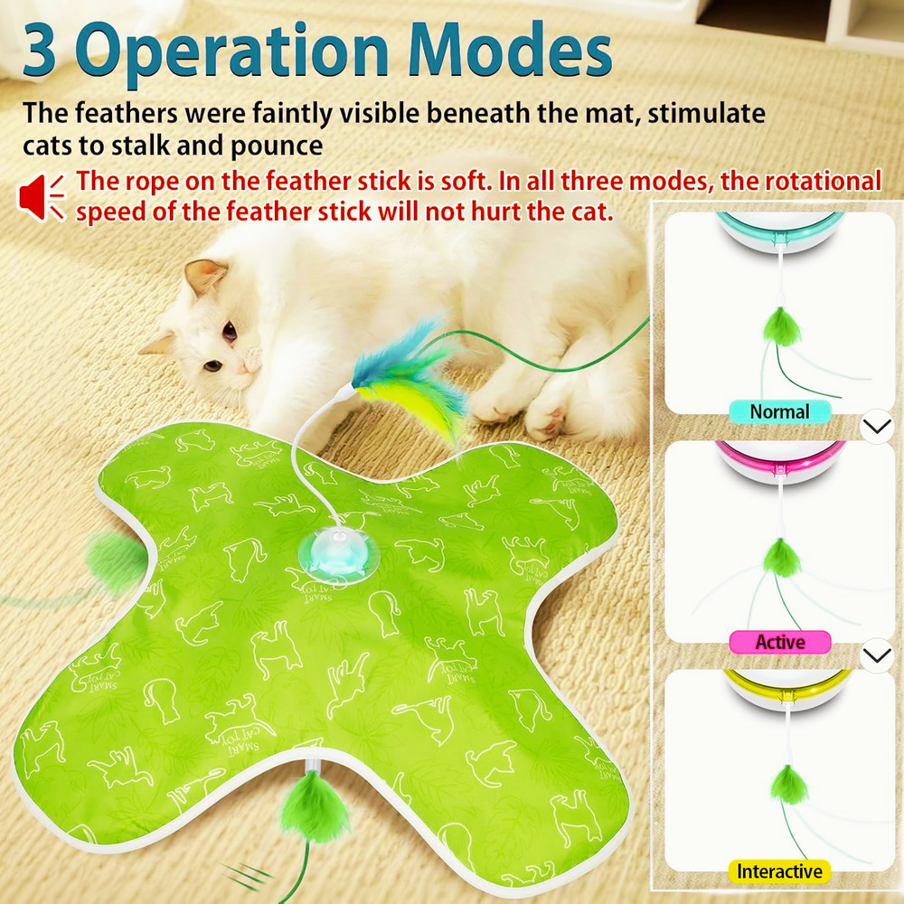 Automatic Interactive Cat Toy Rechargeable Moving Feather Mouse Squeak Fun Pet T