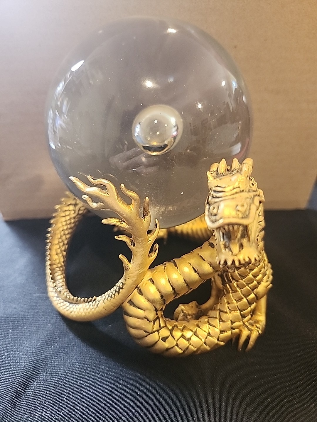 UNIQUE GOLD CHINESE DRAGON Franklin MintCrystal Ball Murano Figurine R537