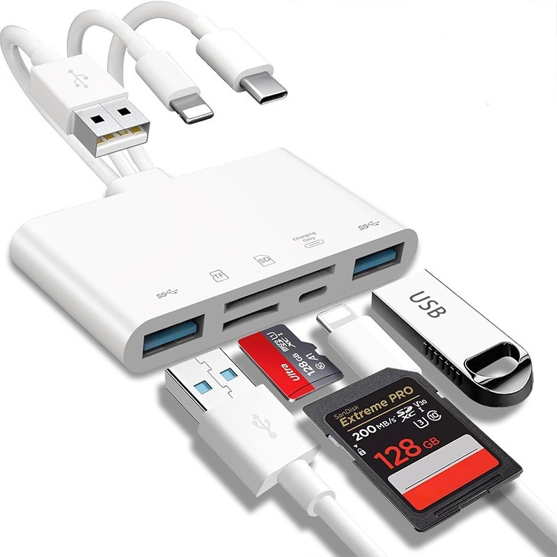 5 in 1 Memory Card Reader USB3.0 OTG Adapter SD Card Reader For iPhone / iPad US