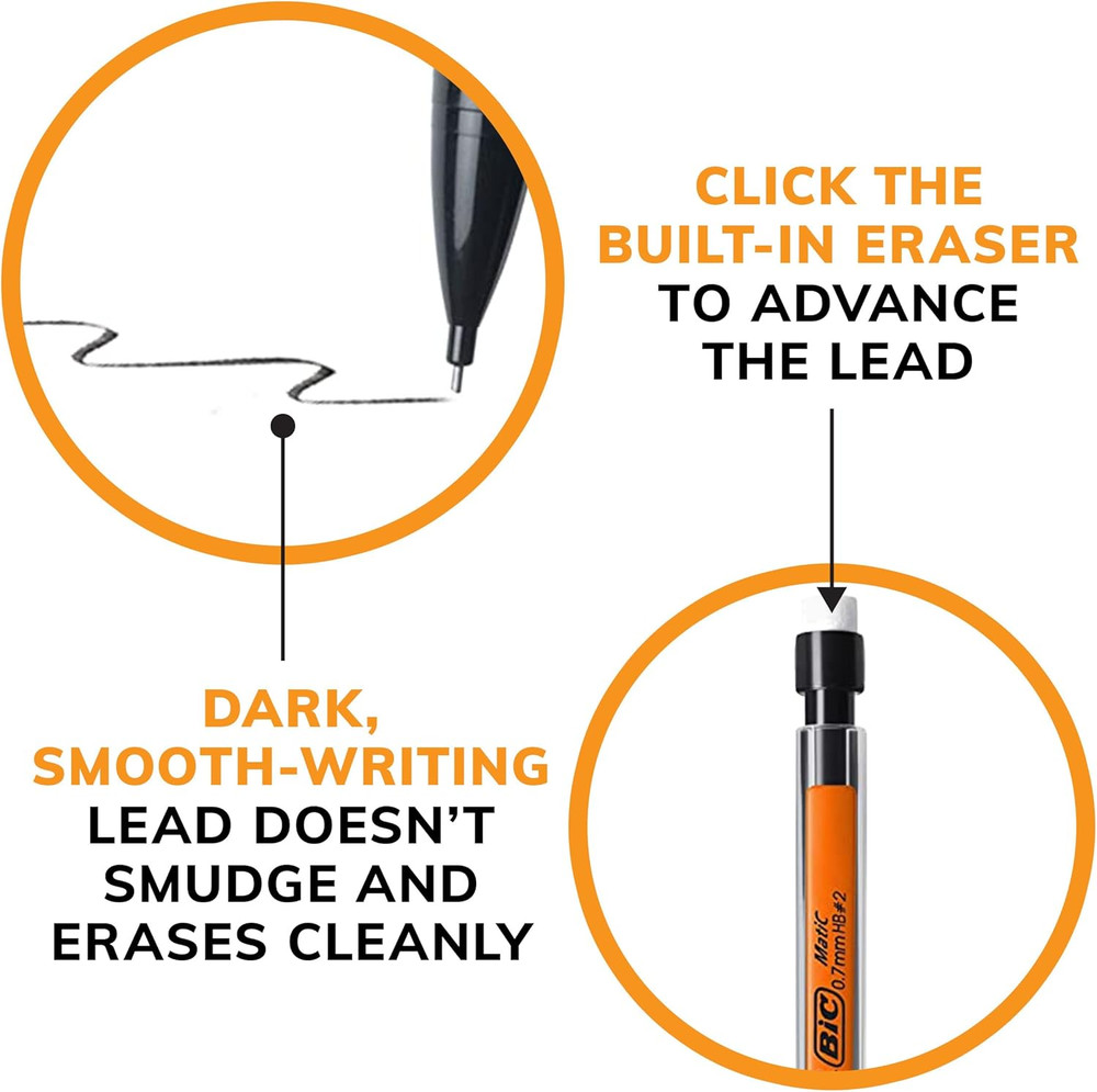 Xtra-Smooth Mechanical Pencils with Erasers, Medium Point (0.7Mm), 10-Count Pack