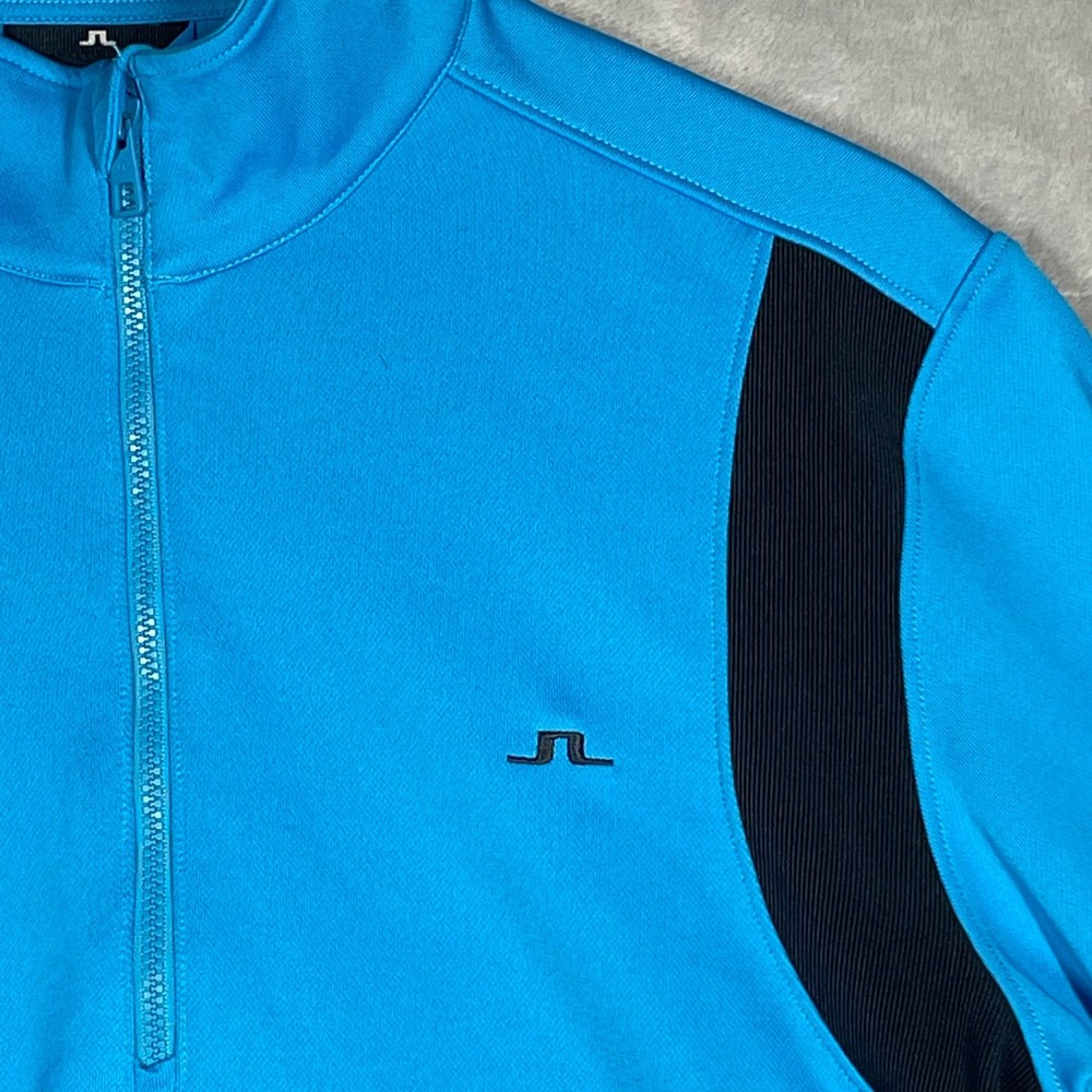 J.Lindeberg Mens Fox-TX Mid 1/4 Zip Golf Pullover Blue Medium SMJS01378