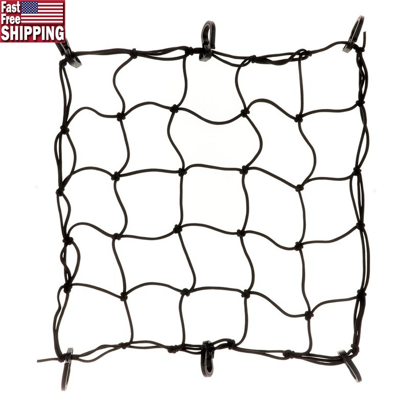 Black Bungee Cargo Net ATV UTV Motorcycle Gear Securement Hooks Universal Fit US