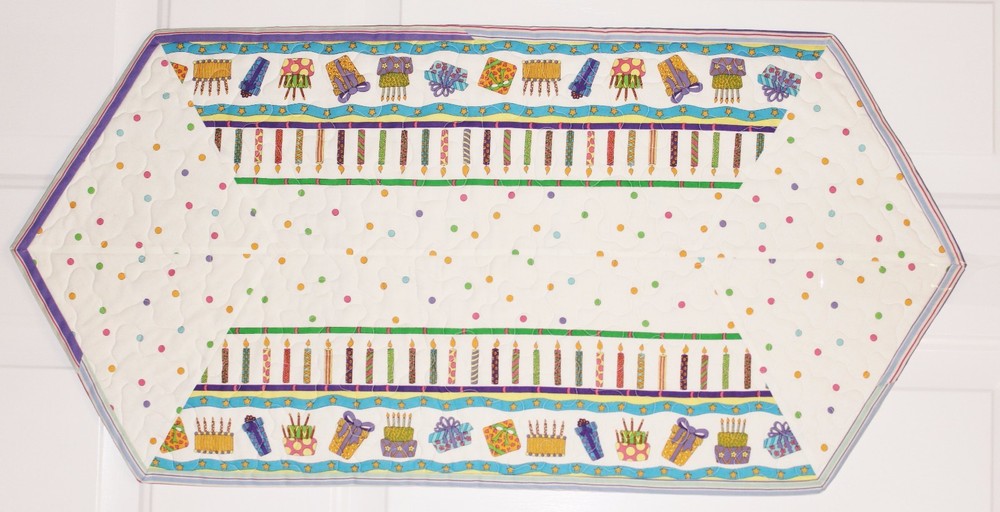 Happy Birthday Table Runner Handmade & Finished Quilt