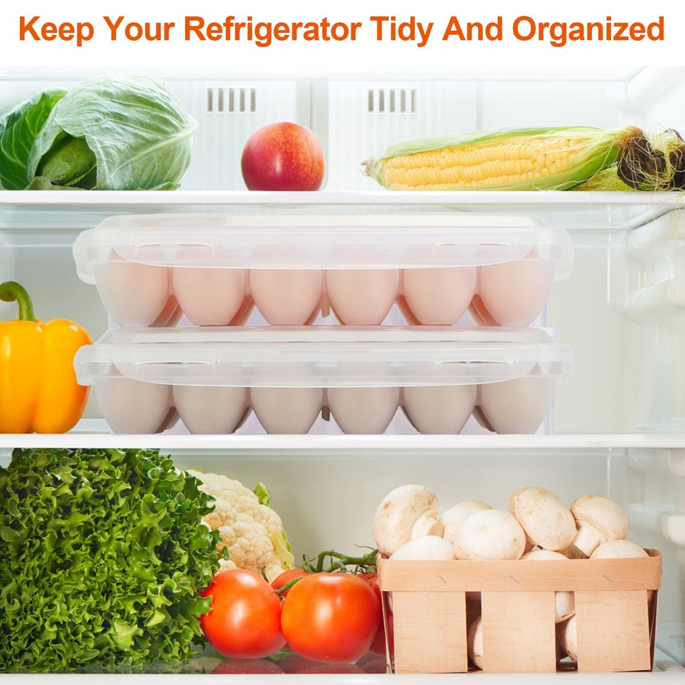 2PCs Egg Cartons Reusable, Plastic Egg Holder Camping Covered Egg Holders