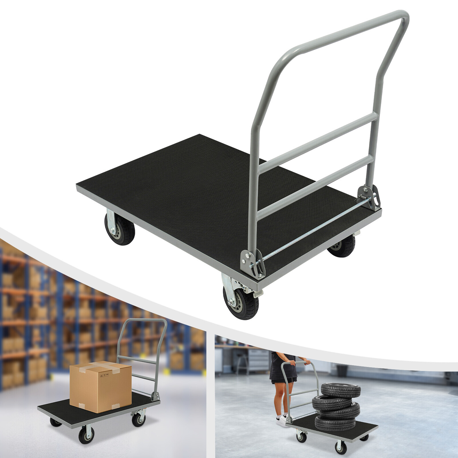 Platform Truck Trolley Foldable Platform Cart 2200lb with 4 Wheels for Warehouse