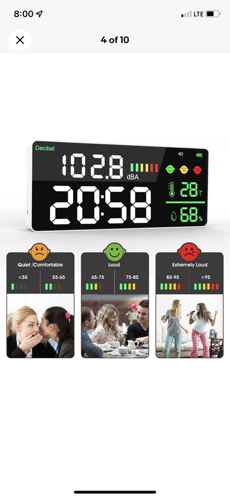 Digital Sound level meter Wall Mounted Or Desk Mounted Led Screen