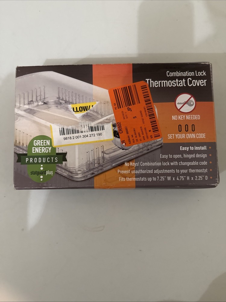 StatGuardPlus Universal Thermostat Guard Clear Combo Lock – New, Open Box