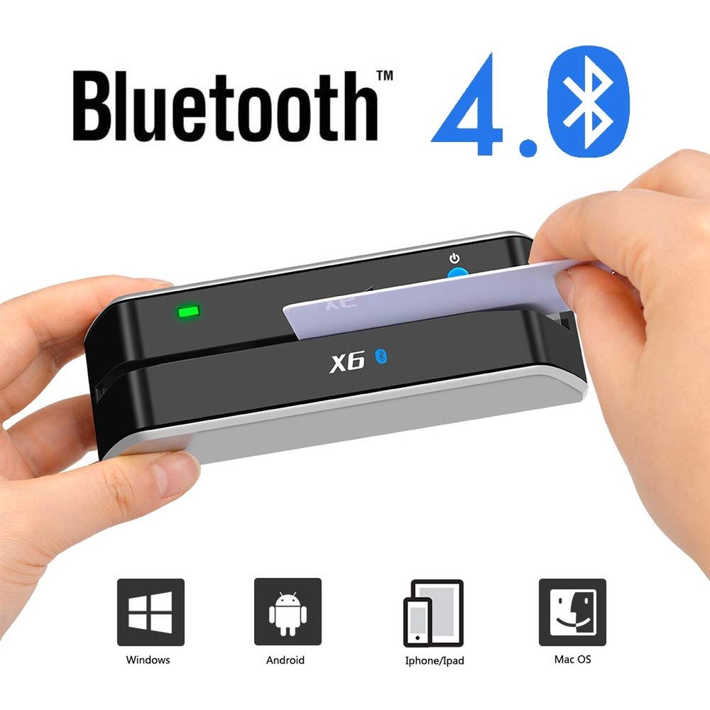 X6 Bluetooth Card Reader Writer USB 3 Tracks Swipe Encoder