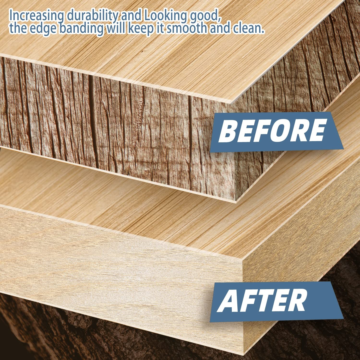 ZYJT Birch Edge Banding, 3/4 inch x 50ft roll of Veneer Edge Banding Pre-glue...