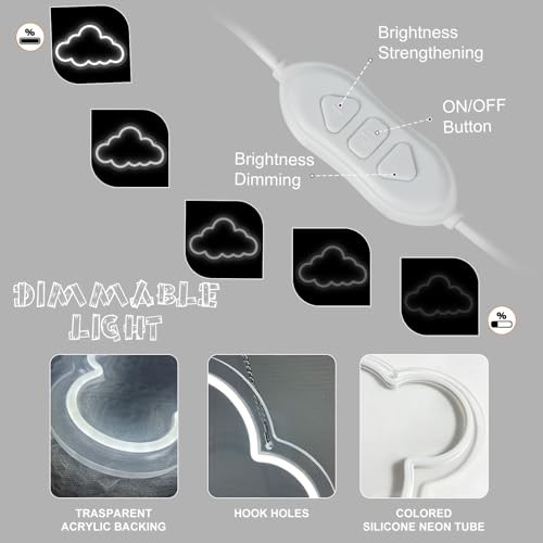 Cloud Neon Sign Cute White Clouds LED Light Sign for Cloud 2-White