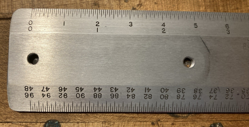 Vintage 12" Bruning Metal Drafting Ruler - attachments on back