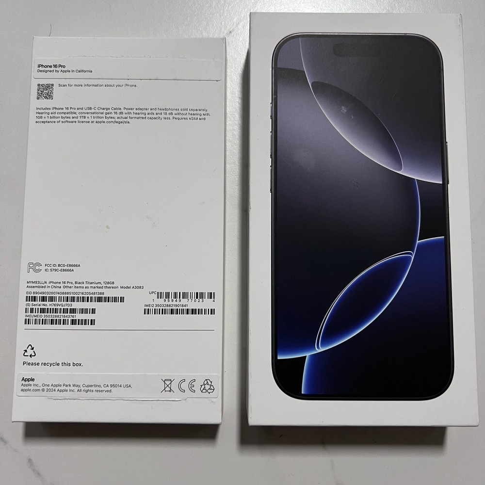 EMPTY BOX ONLY - Apple iPhone 16 Pro Black 128GB, Perfect Condition