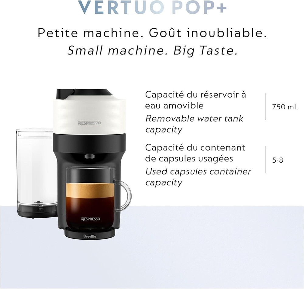Nespresso Vertuo Pop+ Coffee & Espresso Maker, Coconut White