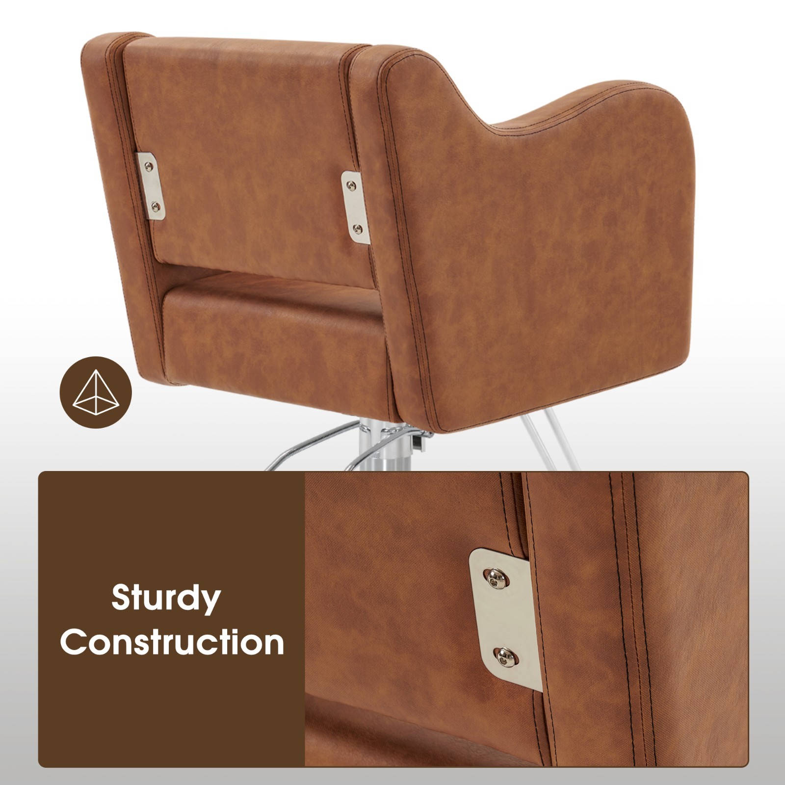 BarberPub Salon Chair for Hair Stylist, Hydraulic Barber Styling Chair Brown3802