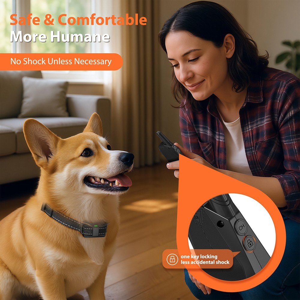 Small Dog Training Collar 3000FT Remote Rechargeable Shock Waterproof Trainer