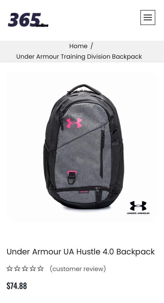 Under Armour Hustle 4.0 Backpack Graphite Heather & Stadium Red Water Resistant