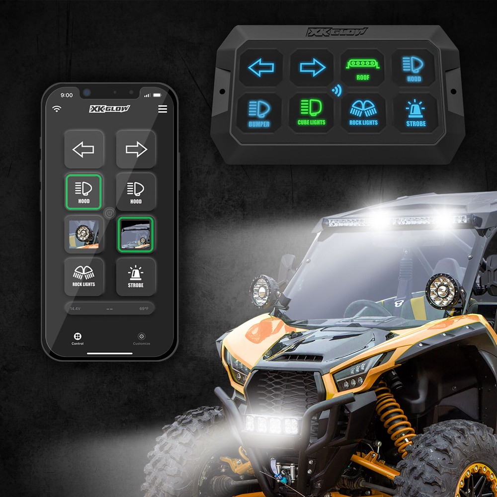 XKcommand Bluetooth Switch Panel for Lights 12V Accessory Offroad Switch Pack