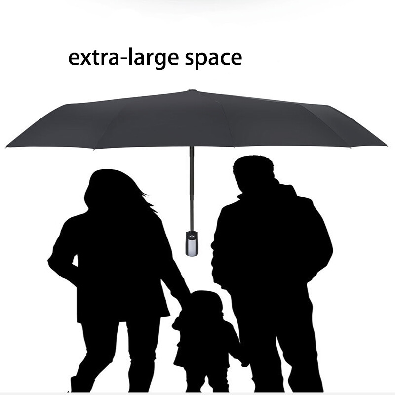 Automatic Black Umbrella Anti-UV Sun/Rain Windproof 3 Folding Compact Umbrella