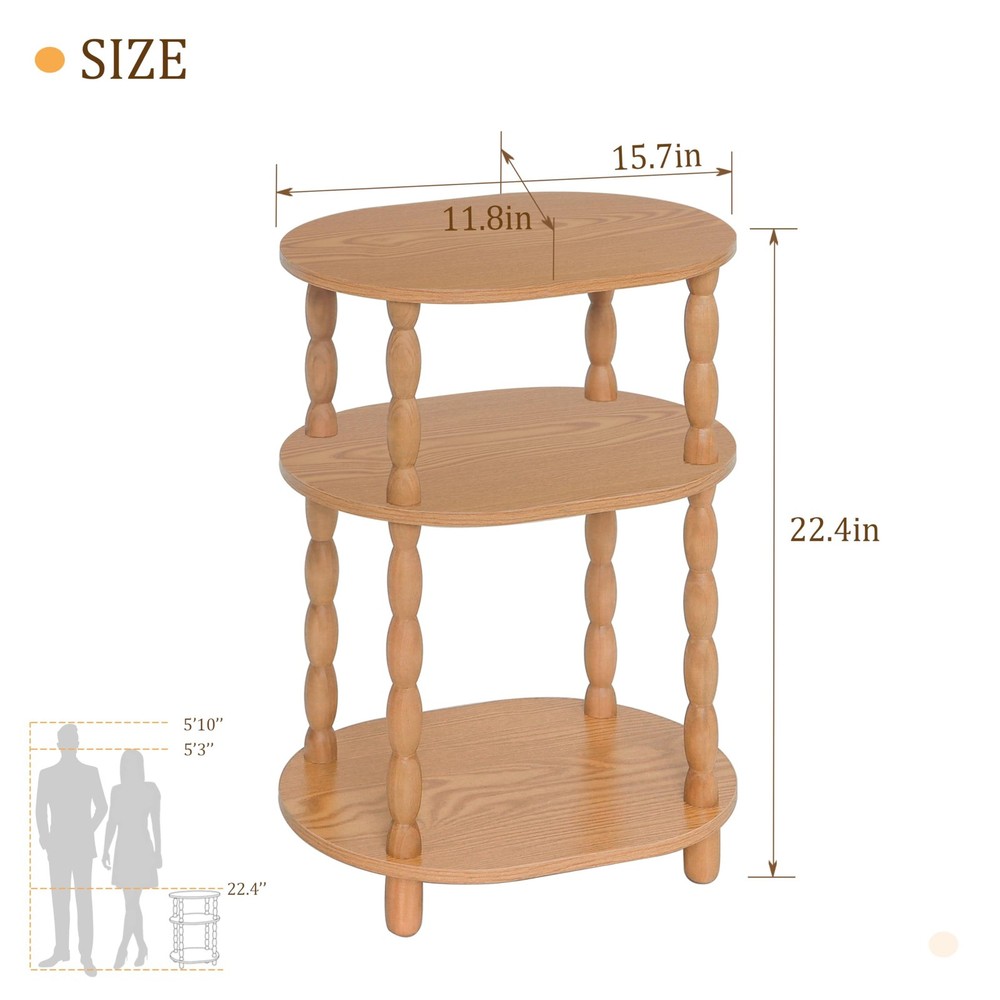 End Table Small Side Table For Small Spaces Modern Oval Night Stand Brown