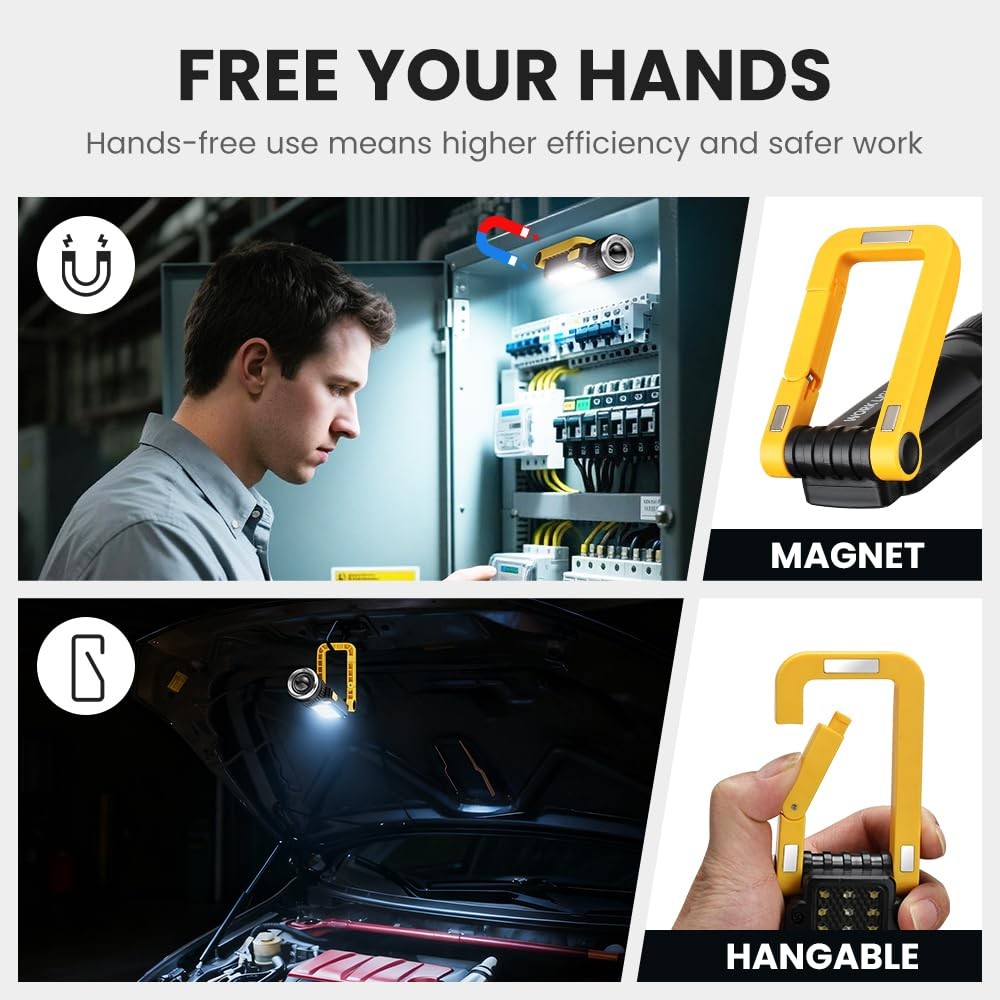 Rechargeable LED Magnetic Work Light, Portable Work Lights, 7 Flashlight Mode...
