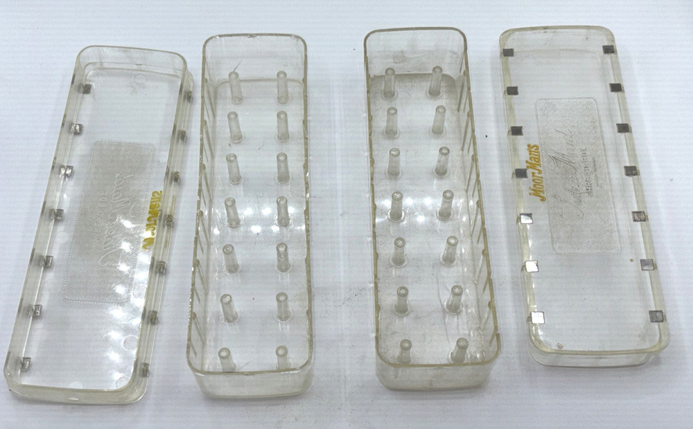 Vintage Plastic Tidee Maid Thread Boxes Notions Storage Case 2 pcs MoorMans Adv