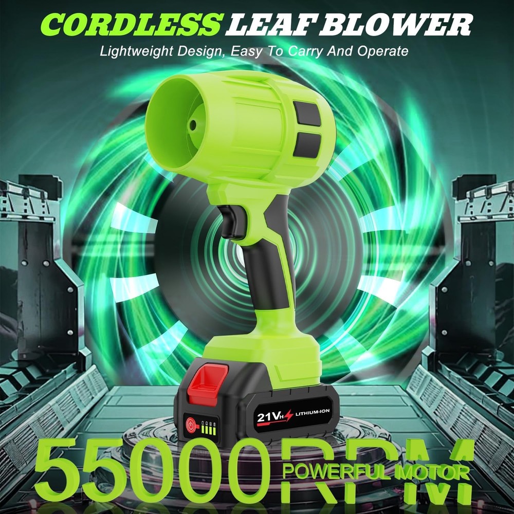Leaf Blower Cordless with Battery | Cordless leaf blower, Adjustable Speed Green