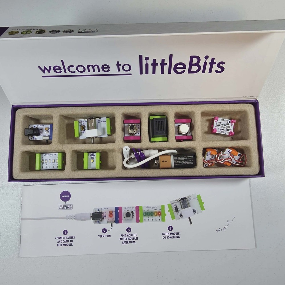 LITTLE BITS BASE KIT LEARNING STEM 10 BITS MODULES WITH MANUAL NEW