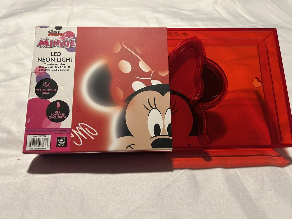 🔥Minnie Mouse 12x6 LED Neon Light In Translucent Box USB Powered🔥