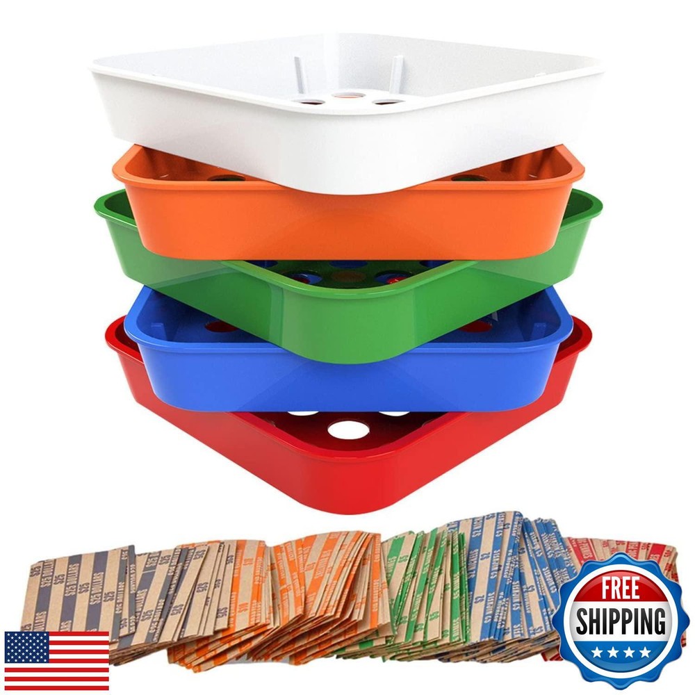 Coin Sorting Tray and Coin Separator- 5 Color-Coded Change Sorter Tray Bundle