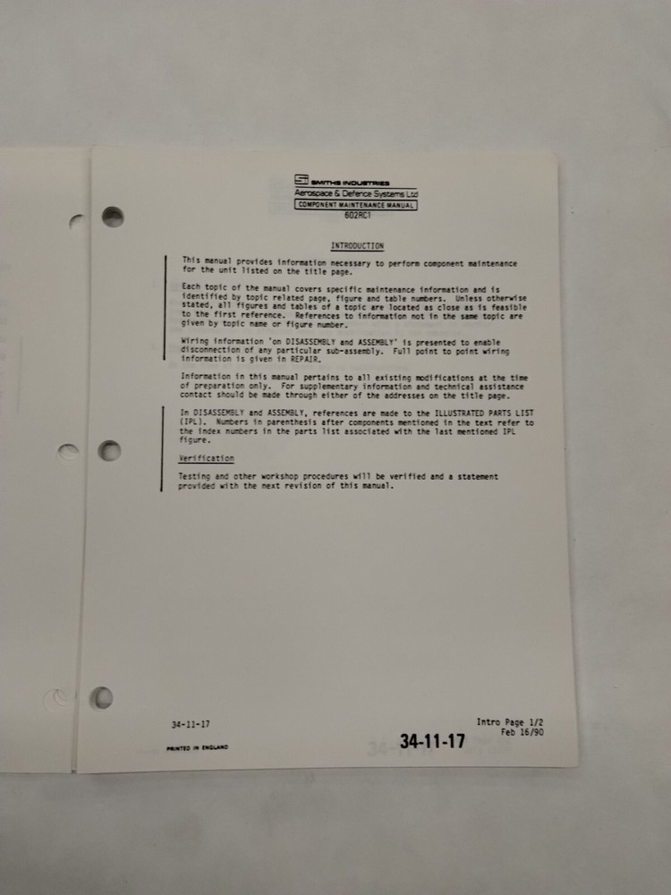 Smiths Industries Vertical Speed Indicator Component Maintenance Illust. Parts