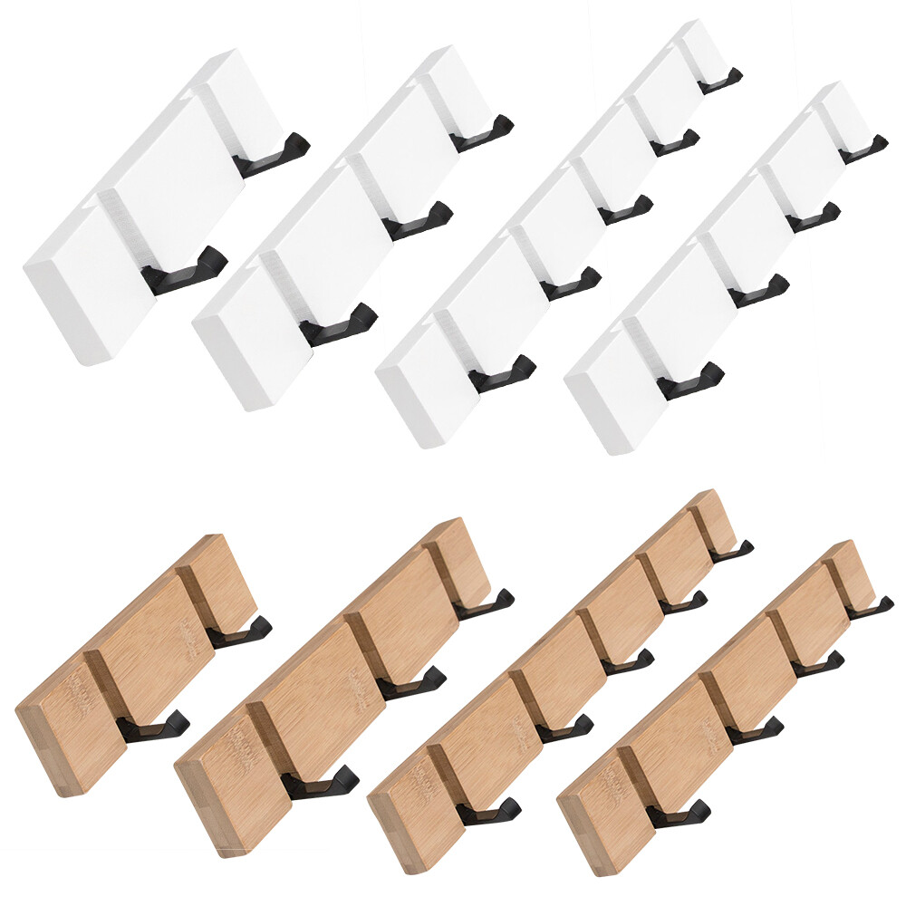 Wall Mount Coat Hook Bamboo Coat Robe Hat Clothe Wall Mounting Hanger Towel Rack